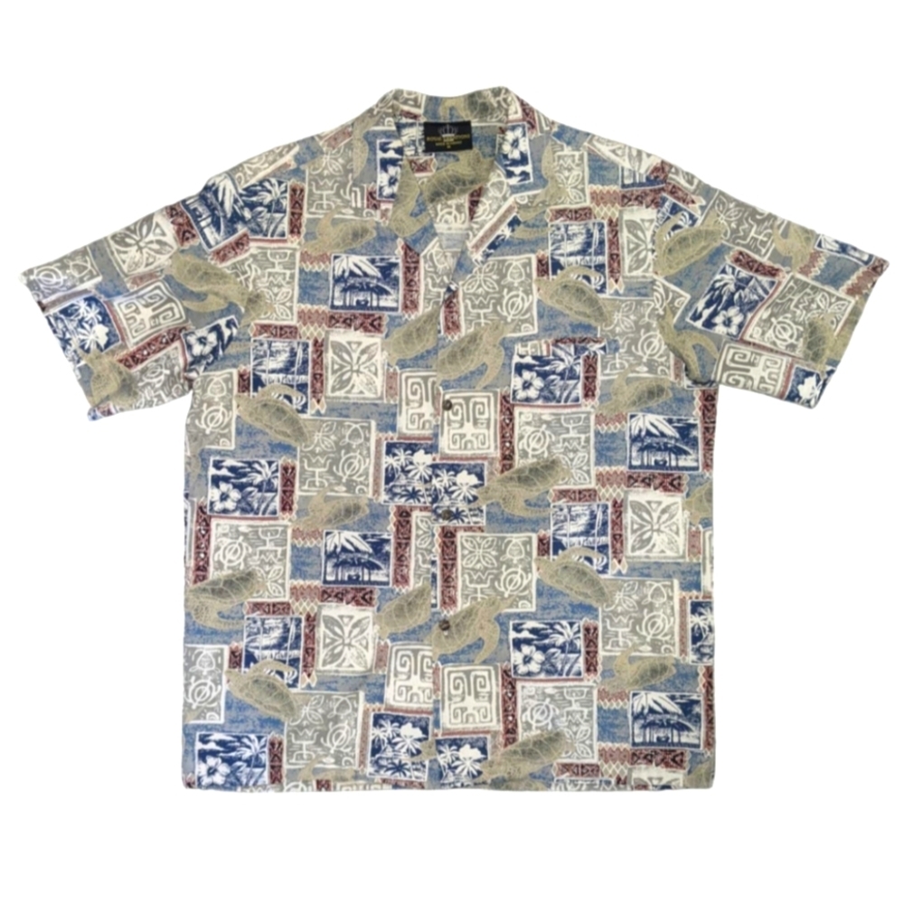 VTG Royal Creations Hawaiian Shirt Made in Hawaii Neutral Turtles 100% Cotton M